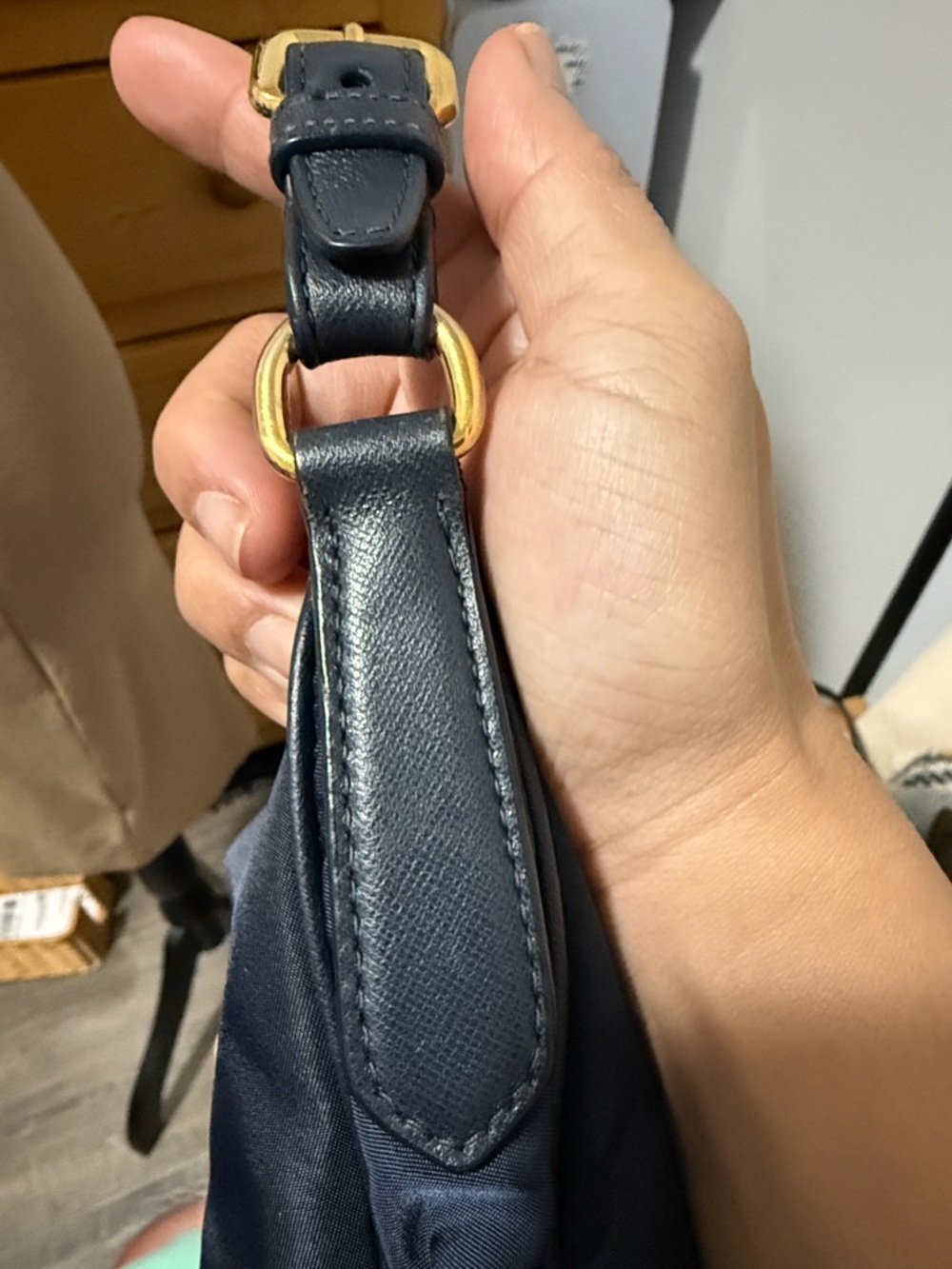 Prada Navy Nylon Crossbody with Gold Logo Hardware - Picture 9 of 16